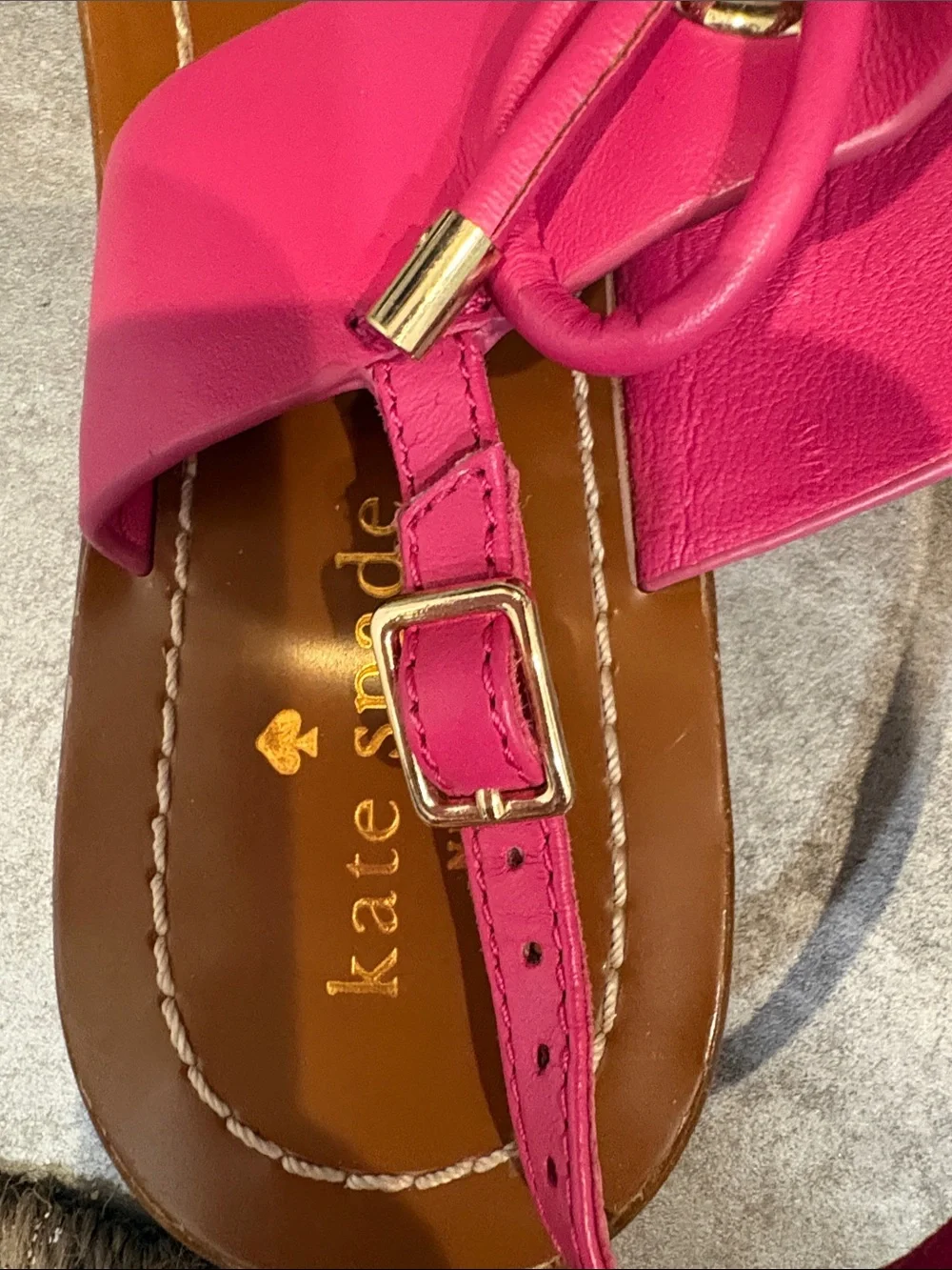 kate spade Hot Pink Leather Knot Thong Sandals